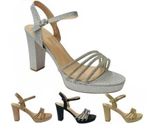 Women's Diamante Block Heel