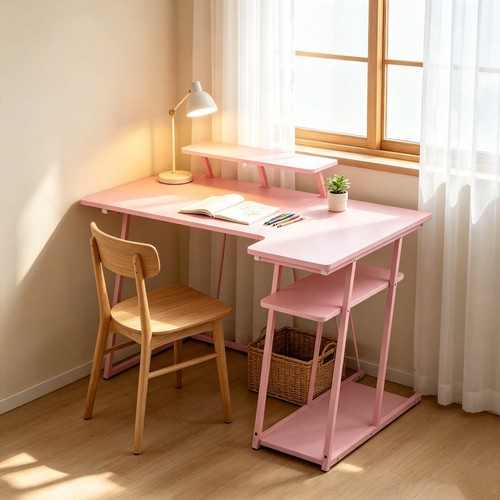 Pink shaped desk monitor - desk, w