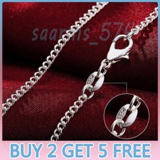 Genuine 925 Sterling Silver Curb Chain Necklace Lobster Clasp 16"-30" UK
