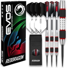 RED DRAGON Evos 24g, 26g, 28g, Tungsten Darts Set with 3 Sets of Hardcore Flight