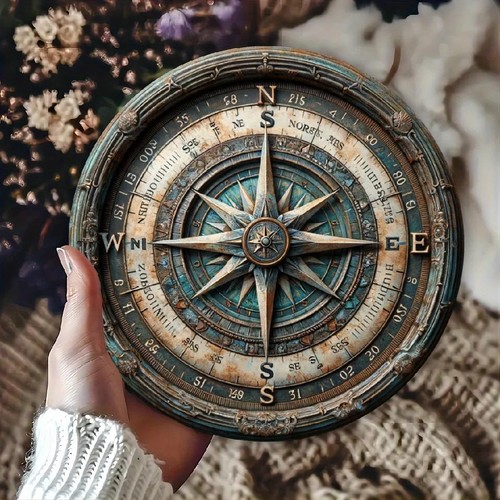 Wooden nautical compass - nautical,