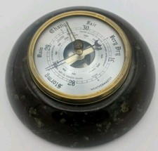 Vintage Weathermaster Barometer Thermometer Set In Marble/stone 12cm Diameter ⭐⭐