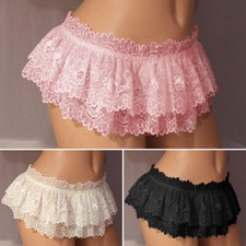 Women's Tiered Lace Ruffle Panties Underwear Boyshorts Frilly Knickers Shorts