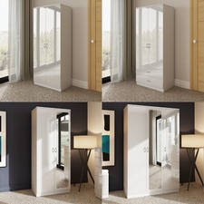 2 Door 3 Door Mirrored Wardrobe White Gloss Soft Close Bedroom Storage Furniture