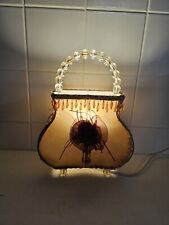 Vintage Hand Bag Table Lamp Lampshade Floral Good Working Order