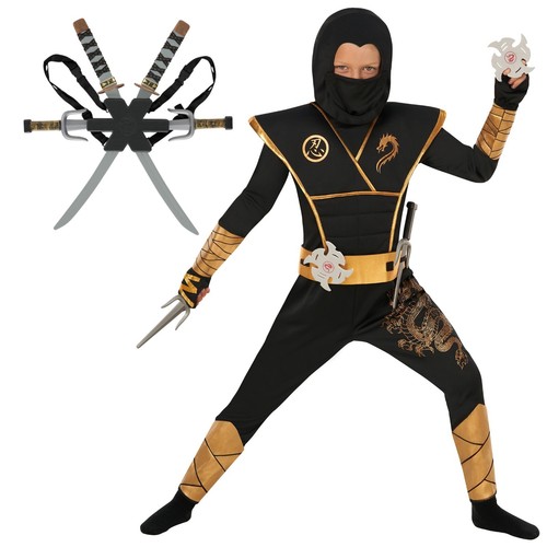 Boys gold dragon ninja costume - gold,