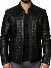 DESIGNER New Men's Black Jacket 100% Real Lambskin Style Moto Biker Jacket