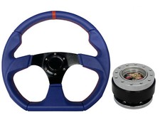 Blue Aftermarket 350mm D1 Steering Wheel + Quick Release boss for LAND ROVER