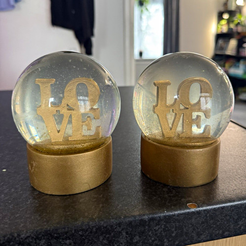 Set gold clear glass love - set,