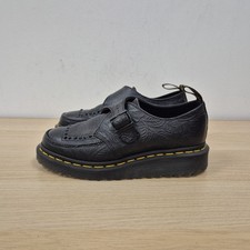 Dr. Martens Ramsey Black Leather Creepers Floral Embossed Stud Chunky Shoes Uk 4