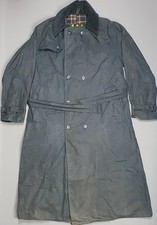 Vintage BARBOUR Navy Wax Trench Coat Size 38 Belted Medium A600 Waxed