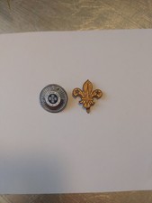 Old Brass Boy Scout Association Buttonhole Pin Badge & Girls Brigade Badge