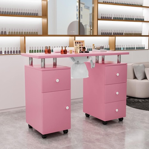 Pink manicure table with - manicure,