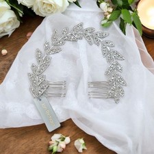 Jon RichardEva Diamante Leaf Double Comb - Gift Pouch