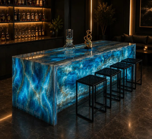 Blue onyx bar counter - onyx,