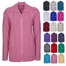 Womens Zipped Cable Knit Long