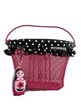 Pink Bicycle Shopping Basket Kids Metal Bike Storage Polka Dot & Gingham Basil