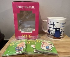 Vintage Tetley Mug 1996  Tea Folk Gaffer Mug Still In Box + 3 Bonus  Magnets