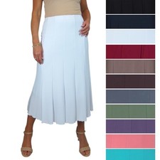 Ladies Lined Elastic Waist Panelled Swing A Line Midi Maxi Stretch Skirt 10-22