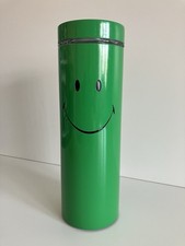 Smiley Spaghetti Glass Storage Jar Green Screw Lid 12” High Smiley Face Novelty