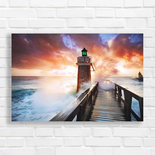 Stormy sea jetty - sea, on