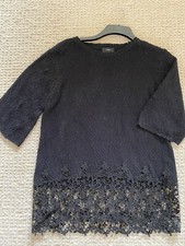 Lovely Black Junper With Lace Effect Hem Size S M L - By Sweewe Paris