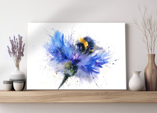 Bumble bee cornflower canvas - bumble,