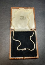 Antique Sterling Silver Saltwater Seawater Akoya Pearl Graduated Necklace