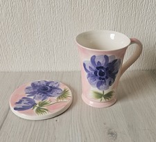 Whittard Of Chelsea Mug And Coaster  Pink Purple Flower Amaranta