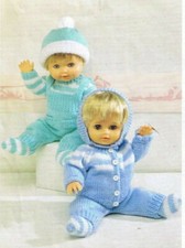 Knitting pattern copy 1103.   Dolls clothes outfits for 12-22 inch dolls. dk