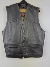 Real Leather Waistcoat Vest Size Large 42" Men`s Black - Good Condition