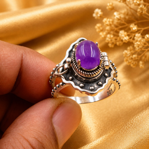 Handmade amethyst poison - poison, ring