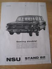 SEEING DOUBLE NSU PRINZ 4 WANKEL-ENGINED SPIDER 1963 ADVERT A4 FILE 38
