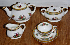 Vintage Coalport Blue Ming Rose Miniature Tea Set  1st ~ Excellent