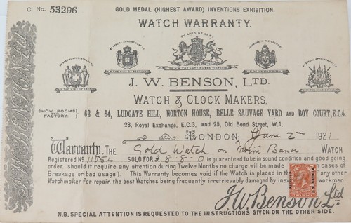 Rare 1921 benson uk gold - 1921,