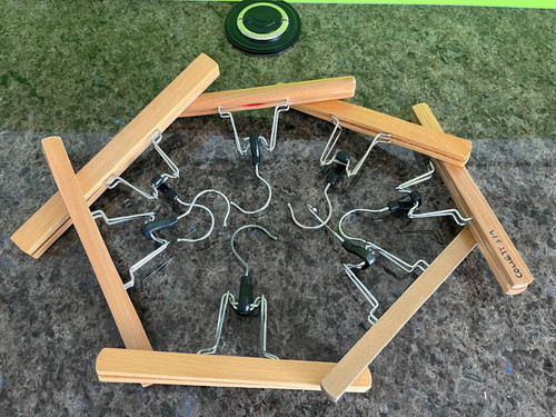 Seven various wooden - , clamp