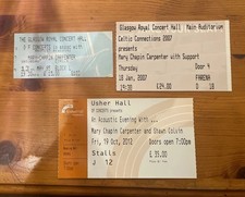 Mary Chapin Carpenter 3 Different Concert Tickets Stubs