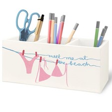 Pink Preppy Beach Wooden Pen Pencil Holder for Office Desk Accessories, Beach...