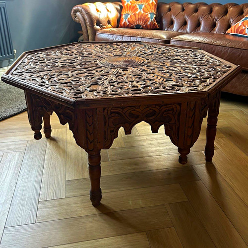 Moroccan octagonal carved wood - moroccan,