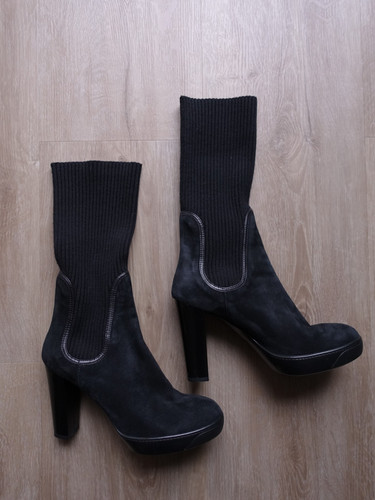 Hogan boots black suede - black,