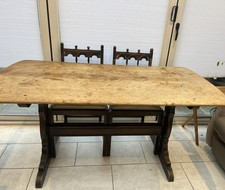 Solid Oak Dining Table & 4 Chairs  With  Linen Fold Design