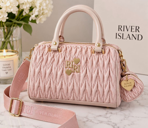 River island pink quilted faux - pink,