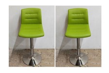 Auction *SET OF 2* New Paradis Green Faux Leather Adjustable Stools (DAN-09)(1)