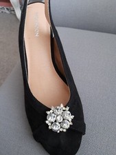 Stunning Vintage Silver Round Diamante Shoe Clips / Jewellery Charms Art Deco