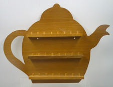 Teapot Wooden Thimble Display Shelf Holder for 24 Thimbles