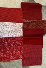 Vintage Bundle of Red Cotton Fabrics Diff Sizes, Includes Stof & Concord, New