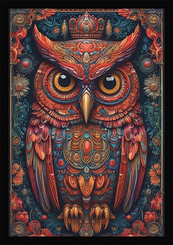 Dramatic owl framed wall - owl,