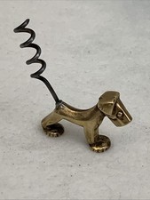 Gorgeous Vintage Brass Corkscrew In The Shape Of A Fox Terrier Dog - Very Cute!