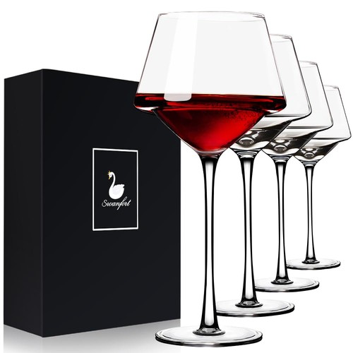 Red wine glasses set - red, of