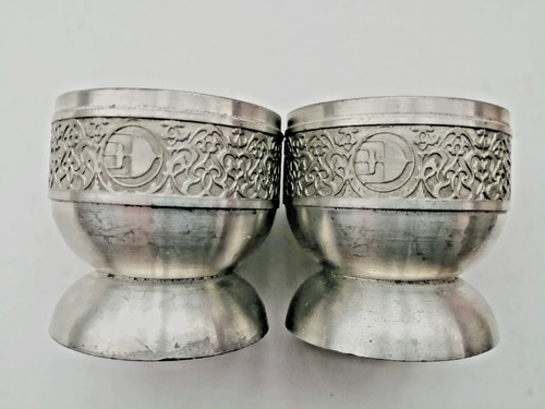 Set vintage pewter egg - set,